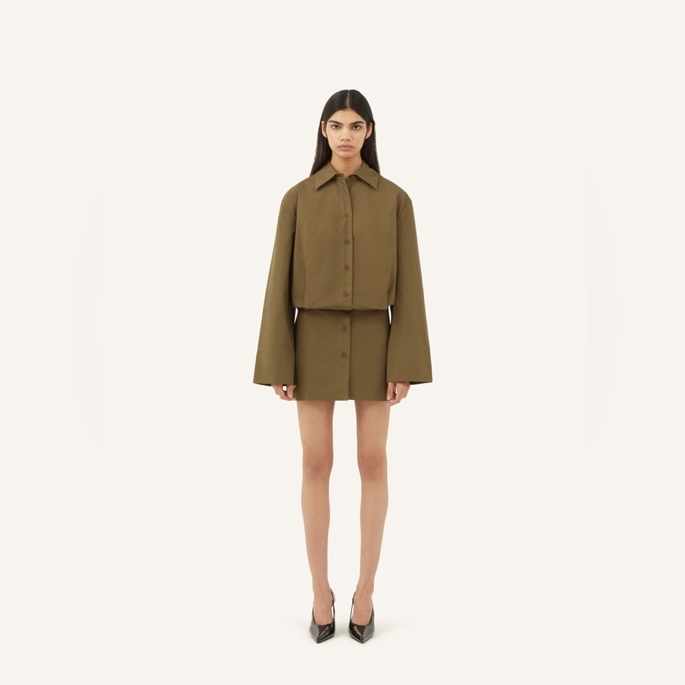 AEXAE Cotton Shirt Dress - Army Green - Women’s XS